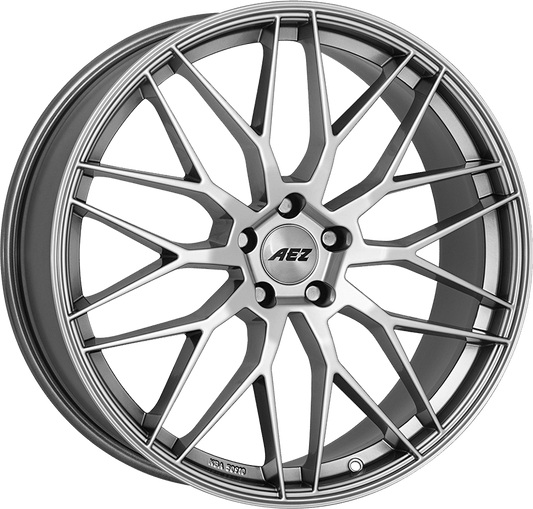 AEZ Crest alloy wheel, 20-inch polished silver design, perfect for luxury cars and SUVs in the UK