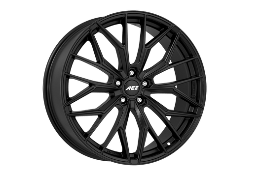 AEZ Porto Black alloy wheel, 19-inch glossy black finish, perfect for Audi A6, BMW 5 Series, and Mercedes E-Class in the UK